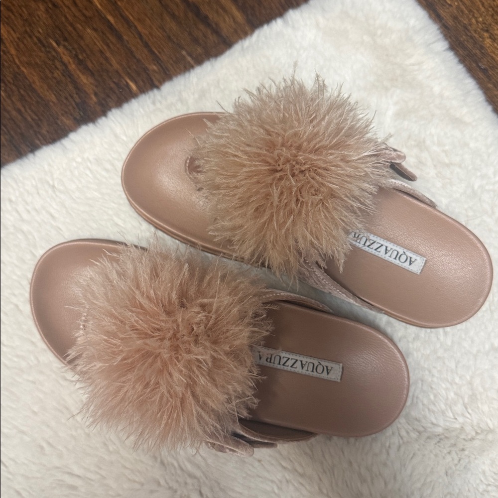 Aquazzura Pom Pom Sandals Dusty Rose NWOT
